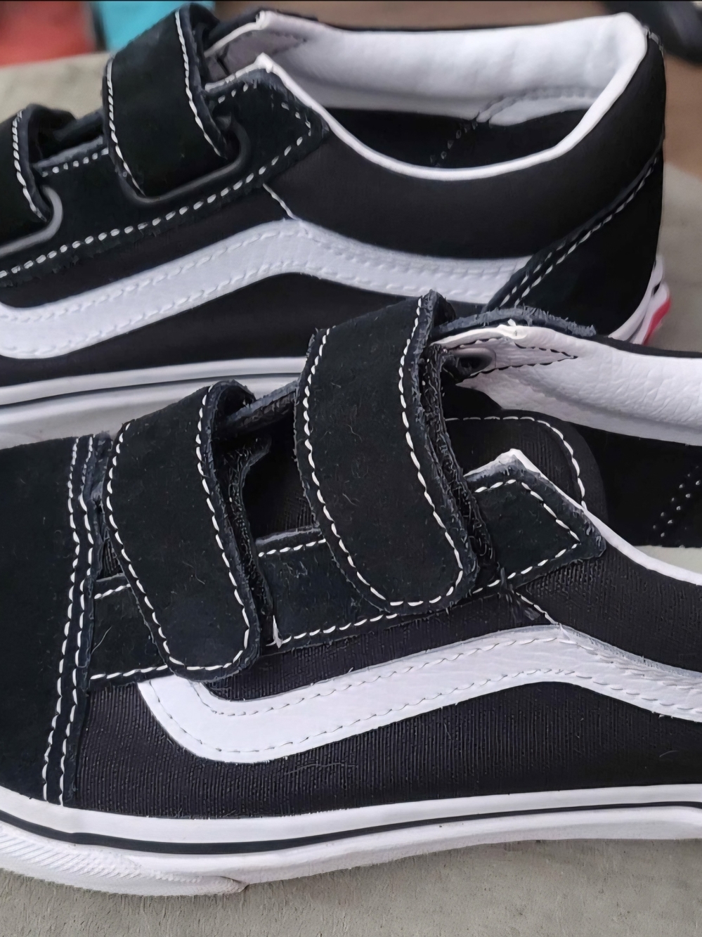 Vans Kids Black & White Velcro Sneakers